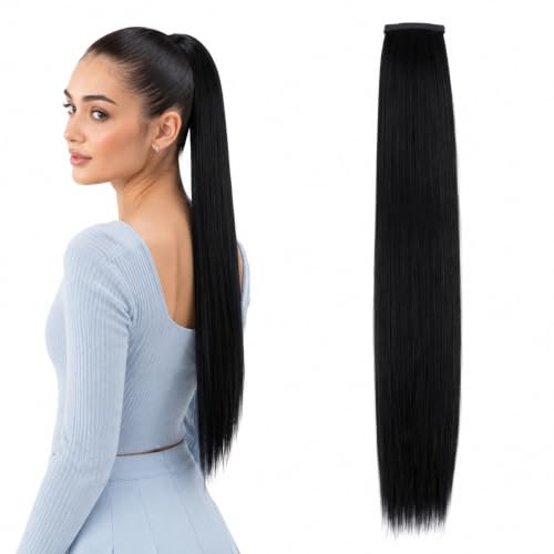 CAISHA 60cm Zopf Pferdeschwanz Extensions HaarteilSchwarz HC9