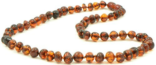 TheNaturalAmber Amber Necklace for Adults – Dark Cognac Baltic Amber Baroque Beads, 50cm, Polished Handmade Amber Jewelry for Pain Relief & Anxiety