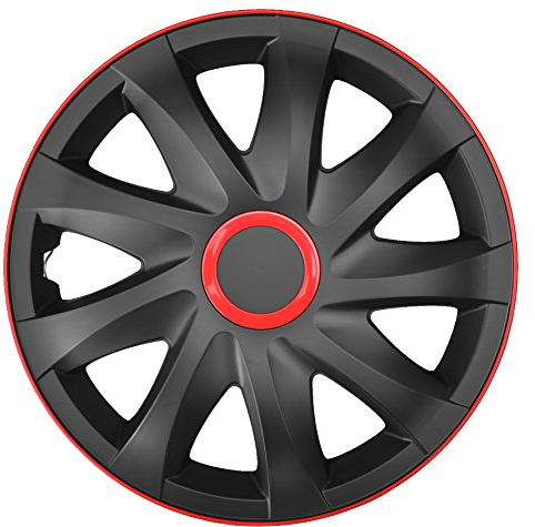 4-er Set Radkappen Radzierblenden Kando Race 14 Zoll 14'' schwarz rot black red