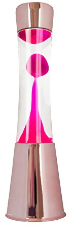 Fisura. - Lampe à Lave Rose Avec Base Chrome, Liquide Transparent. Lampe d'Ambiance Originale. Ampoule de Rechange Incluse. 11 cm x 11cm x 39,5 cm