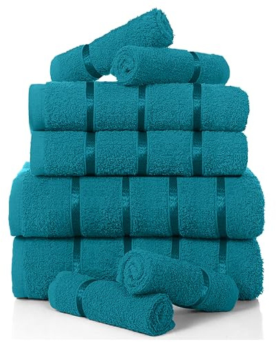 GC GAVENO CAVAILIA Luxury 8 Pack Boston Bale Set, Extra Soft 100% Egyptian Cotton, Highly Absorbent Towel 450 GSM, TEAL, MAIL BAG