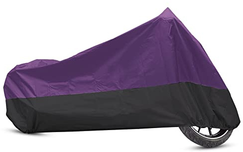 uxcell Motorcycle Cover Motorbike Full Cover Outdoor Waterproof Rain Dust Protector 190T XXL Purple Black for Harley Most Full Dress Touring Cruiser Scooters Universal