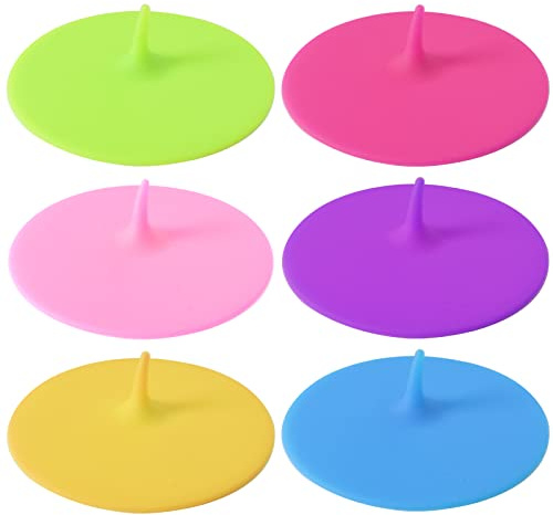 Disnace 6 Stücke Silikon Deckel für Tasse, Silikondeckel für Trinkgläser, Silikon Glasabdeckung Anti Staub, Silikondeckel Wiederverwendbarer Glas, Bunt Becher Deckel für Kaffee Mug Bierkrug (10cm)