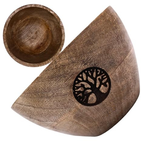 Ancient Wisdom Bol en Bois pour bavures et offrandes rituelles - Arbre de Vie - 12x7 cm- Vendu par 1