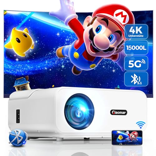 Beamer 15000 Lumen Full HD 1080p 4K Heimkino Unterstützt 5G WiFi Bluetooth Beamer Mini LED Beamer 300 Zoll Display Videoprojektor Kompatibel mit Smartphone/Laptop/TV Stick/HDMI/PS5