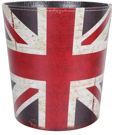 Zerodeko Papelera De Basura Europea Retro Grande, Cuero Sintético, Sin Tapa, Hogar y Oficina, Contenedor De Residuos Domésticos Vintage Estilo Inglés, 1 Unidad