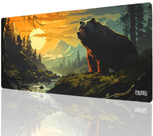 Tilt Tapis de Souris XXL Gaming 900x400 mm - Bear Forest | 4mm d'épaisseur - Tapis Souris Antiderapant - Surface Rapide et Impression Ultra HD - Tapis Bureau Lavable en Machine