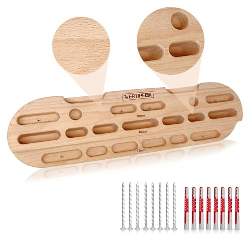 VERTIPEAK Wooden Hangboard Rock Climbing, Climbing Fingerboard with Mounting Kit for Hanging Practice, Finger Strength and Pull Up, and Bouldering Gift for Climbers (Basic)