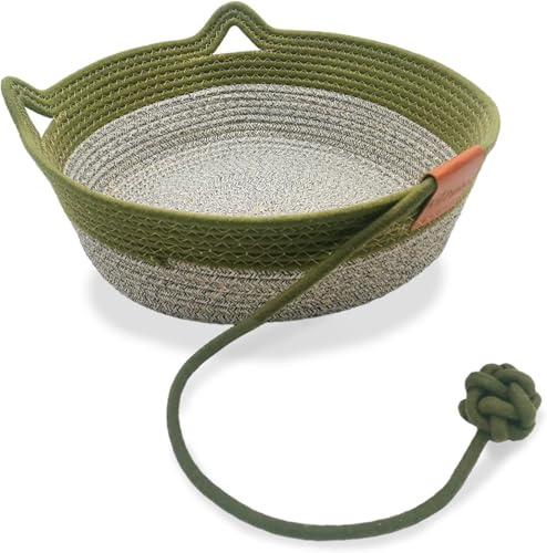 7WUNDERBAR Cat Bed Washable Round Cat Basket Diameter 42 cm Height 15 cm Cat Sleeping Place Made of Cotton Ropes Cat Basket for or Small Dogs (B)