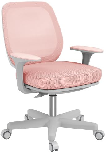 Vinsetto Bürostuhl Ergonomisch mit Drehfunktion für Home-Office Rosa | Schreibtischstuhl, Höhenverstellbar, Computerstuhl, Polyester