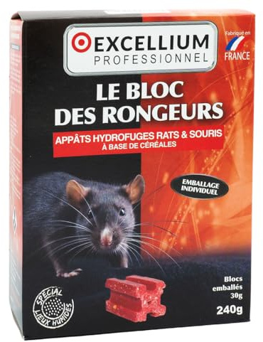Bloc des Rongeurs Appâts Rats et Souris 240g EXCELLIUM PROFESSIONNEL