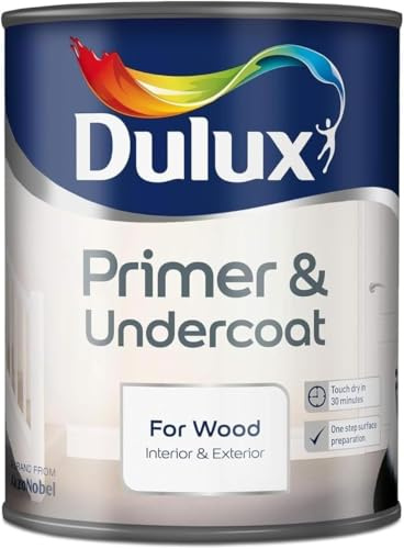 UHR Dulux Primer & Undercoat for Wood, Interior & Exterior Primer Paint, Quick Drying,2-in-1 Sealer & Base Coat, Durable, Reliable, and Easy-to-Apply (White),750ml
