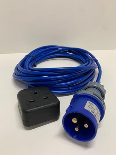 16A to 13A Electric Hook Up Extension Lead 10 Metre – Heavy Duty Arctic Grade Cable – 230V Camping, Caravan & Motorhome Mains Adaptor – 16A Plug to 13A UK Socket – PAT Tested