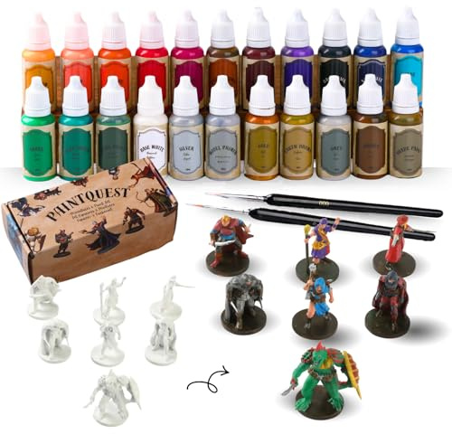 Acrylfarben Miniature Set NPC Pack für Starter Figure Painter DND WH40K RPG | 22x15ml farben Set 7 Uebungs Minis mit für RPG Figuren Painting Hobby Geschenk für Miniaturmaler