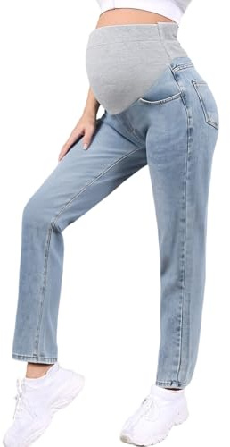 Monduelle mammajeans normal passform mammabyxor raka jeans denim byxor graviditetsbyxor