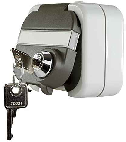 REV 0510224555 Presa da Parete con Serratura, IP44, a Polo Singolo, Grigio, Steckdose