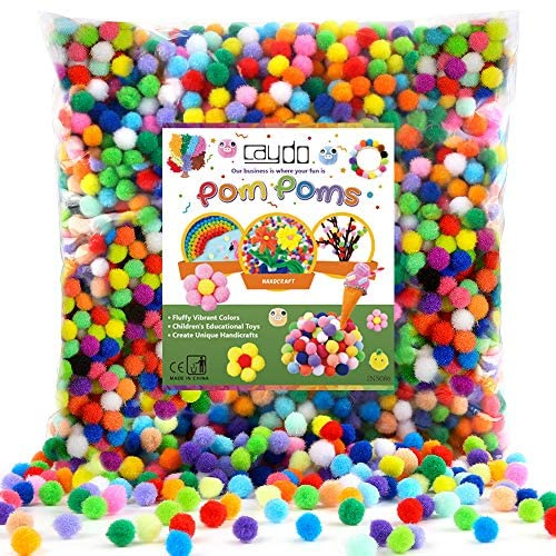 Caydo 1200 Pièces 1cm Pompons Assortis, Petites Boules de Pompon pour les Projets de Création Artistique et d'Artisanat des Enfants et les Décorations DIY