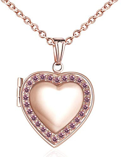YOUFENG Love Heart Locket Necklace Holds Pictures Small Photo Lockets