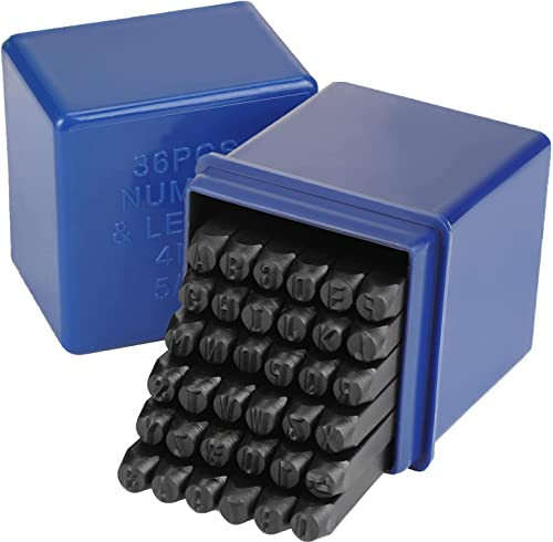 Buchstaben Punch Set, Eisen Buchstaben Alphabet A bis Z und Nummer 0 bis 9 Zeichen Schlagstempel Schlagbuchstaben Schlagzahlen Einschlagzahle für DIY