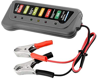 Aofan 12V Auto Batterietester 6 LED Leuchten Digitaler LichtmaschinenTester ,für Auto Motorrad Lichtmaschine Multi Funktionen Tester
