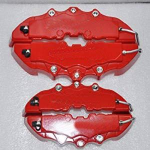 4 Stück 3D Rot Brembo-Stil hinten & Schrift Universal Bremssattel Abdeckung für Mazda VW Benz Audi BMW Größe Is: 9.4488X2.4409 und 7.4803x2.0472 Zoll