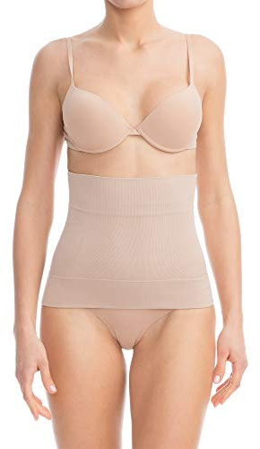 FarmaCell Bodyshaper 605S - Unsichtbare Formende Bauchbinde mit stützendem Hüftband und 4 Stützstäben die EIN Aufrollen verhindern
