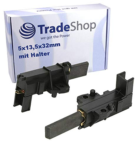 2x Kohlestifte Motorkohle 5 * 13,5 * 32mm mit Halter und 4,8mm AMP Anschlussfahne für CESET-Motoren rechtsdrehend wie Bauknecht Bosch Waschmaschinen