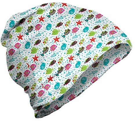 ABAKUHAUS Unterwasser- Unisex Beanie, Bunte Fische Bubbles, Wandern im Freien, Mehrfarbig