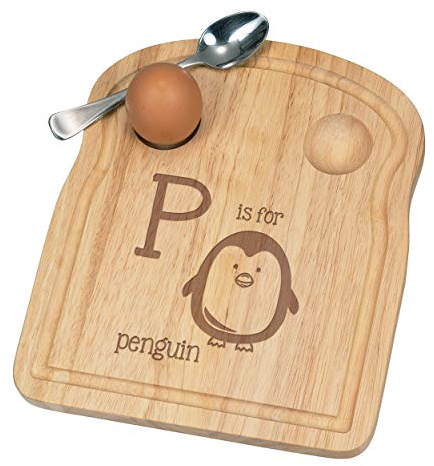 Letra Rosa Es para Pingüino Desayuno Dippy Huevera Tabla Madera