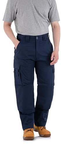 WrightFits Falcon Work Trousers Men - Heavy Duty Work Pants for Men Durable Trademens Workwears - Cargo Combat Trousers Triple Stiching Multi Pocket Kneepad Pocket 42/33 Navy