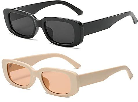 Retro Rectangle Sunglasses for Women Men Trendy 90s Y2K Womens Sunglasses | Long Keeper Narrow Square Black Sunglasses Rectangular 2000s Vintage Shades for Daily Beach Festival Travel