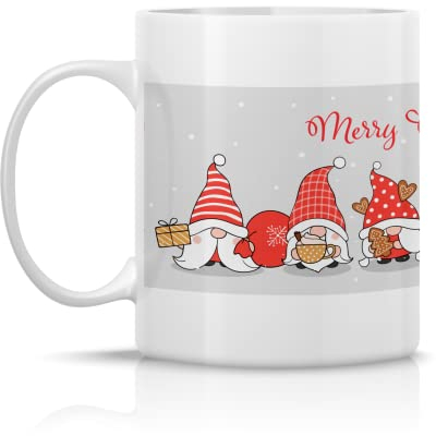Tazza Natalizia ** MERRY CHRISTMAS ** con gnomi di Natale - Idea regalo per natale ** Ottima qualità** Tazza Natale per il thè