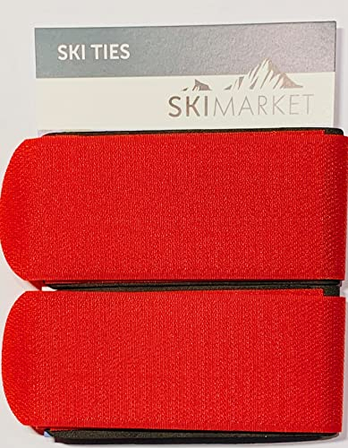 SkiMarket - Coppia di fascette da sci Jumbo, 7 colori incredibili (rosso)