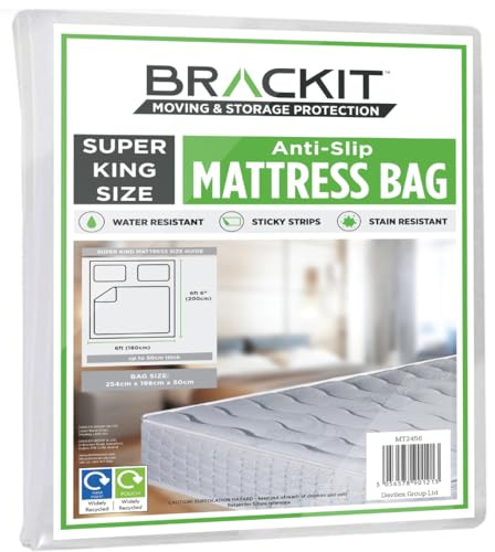 Super King Size – Sac de Matelas pour Le déménagement, Le Transport et Le Rangement – Autocollant – Imperméable – Facile à Installer – Housse de Matelas et protège-Matelas pour Le déménagement, Le
