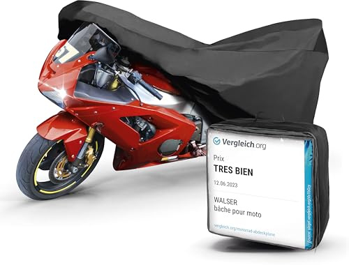 WALSER Premium Motorrad Abdeckplane M, Auszeichnung Sehr Gut* aus hochwertigem PVC, Outdoor Plane, Motorrad Zubehör, schwarz 215x95x120 cm