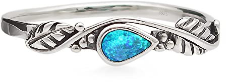 Blauer Opal Edelstein 925 Sterling Silber Ring Stimmungsring Stil Solitär Gefühls für Damen und Girls (57 (18.14))
