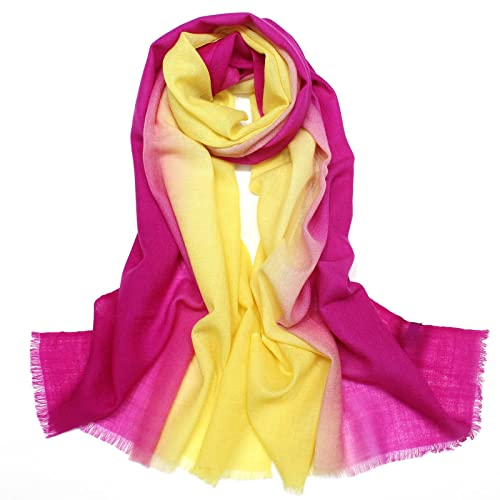 Whoiy Wollschal Damen Xxl, Tuch Damen Winter Gradient Gelb 180X65cm Warmer Übergroßer Winterschal-Poncho