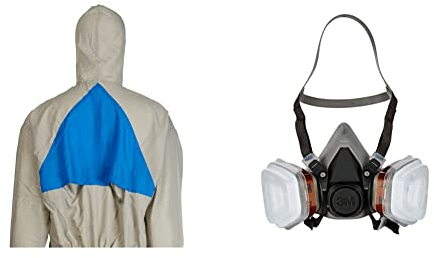 3M Mehrweg-Schutzanzug 50425L & Atemschutzmaske 6002C - Halbmaske Mit Wechselfiltern Gegen Organische Gase, Dämpfe und Partikel - Schutz Beim Lackieren