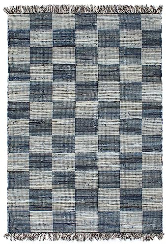 TEKEET Home Furniture Handwebteppich Chindi Denim 120x170cm blau