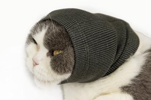 DDFS Cuffie antirumore per cani, senza lemba, protezioni per le orecchie per cani, cuffie silenziose per cani, con cappuccio per cani di piccola taglia, grigio, S