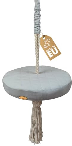 Create for you® - Baby Schaukel Indoor, Ringe schaukel, Schaukel Baby, Babyschaukel Türrahmen, Holzschaukel für die Deckenmontage, höhenverstellbar, Durchmesser 36 cm, Farbe Grau