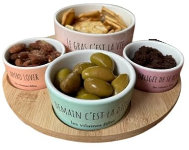 Les Vilaines Filles Plateau apéro et ses 4 coupelles