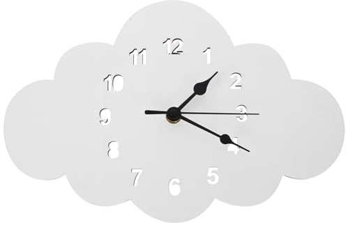 Artibetter Bürodekoration Dekor Zarte Wanduhren Praktische Wanduhren Stumme Uhr Wolkenförmige Wanduhr Wolkenförmige Wanduhr Wandbehanguhr Schlafzimmeruhr Aus Holz Ohne Wolke Uhr Büro Weiß