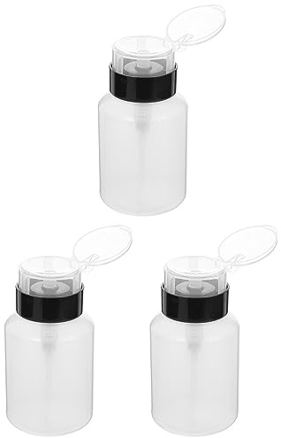 Flüssigkeitsspender 3 Stück aus PP Weiß für Nagellackentferner | Auslaufsichere Pressmechanismus Spenderflaschen, Leer, für Professionelles Nagelstudio und Private Anwendung