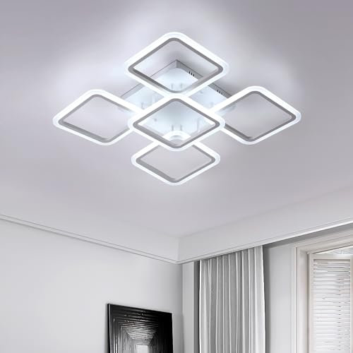 Comely Ceiling Lights LED, 70W Ceiling Lamp LED Fixture, Dining Room Lights Ceiling, Squares White Chandeliers for Living Room Bedroom Dining Room, 6500K Cool White Light