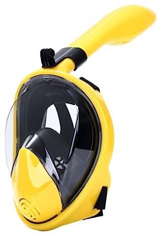 Taucherbrille 180°-Panorama-Tauchschnorchel-Schwimmmaske Mit Kamerahalterung Und Faltbarem Schnorchelmasken-Set Mit Trockenem Oberteil Tauchmaske (Color : Yellow, Size : 10-12cm)