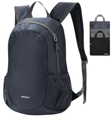 WATERFLY Ultraleicht Rucksack Faltbar 18L | Klein Packable, Leicht Dünner Tagesrucksack, Sportlich Daypack, Für Sport Outdoor Wandern Reisen Städtetrips Einkaufen