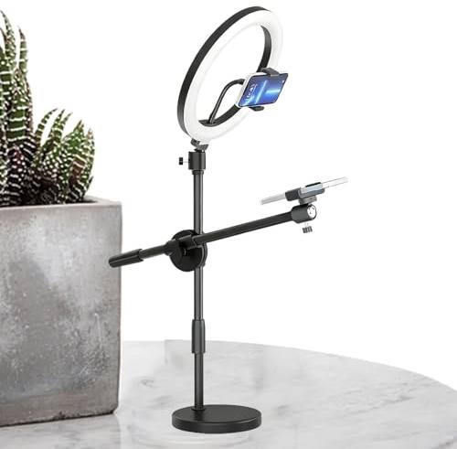 Dirfuny Overhead Phone Mount - Selfie Ring Light With Stand,Overhead Camera Mount Tripod Stand For Online Teaching, Video Production