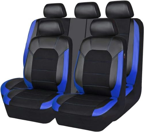 WXFBFB66 Auto Sitzbezüge Set für VW Passat und Golf 2000-2023, Vorne Und Hinten Leder Auto-Schonbezüge Wasserdicht Zubehör Innenraum, Blau