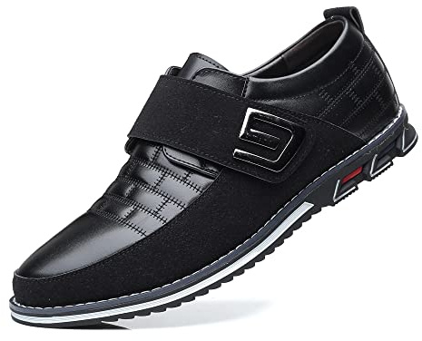 Mocassins en Cuir de première qualité Confort Business Casual Oxford Shoes Dress Shoes Fashion Dress Sneakers Office Working Driving Walking Shoe（Noir,45 EU